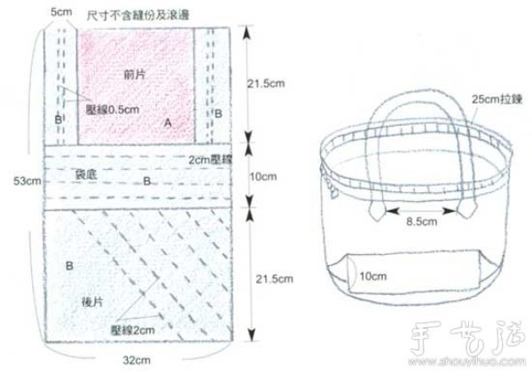 Homemade patchwork handbag with full pastoral flavor