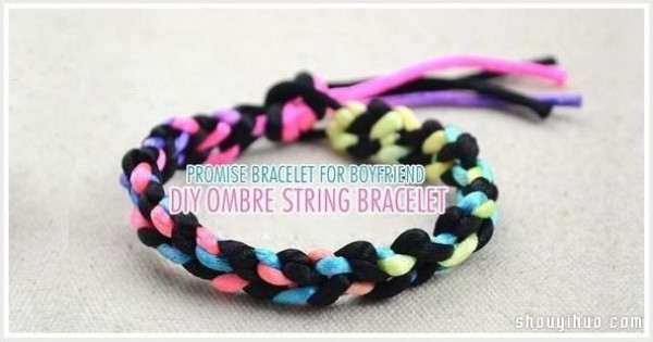 Illustrated tutorial on how to knit a two-strand rope color-changing rainbow bracelet