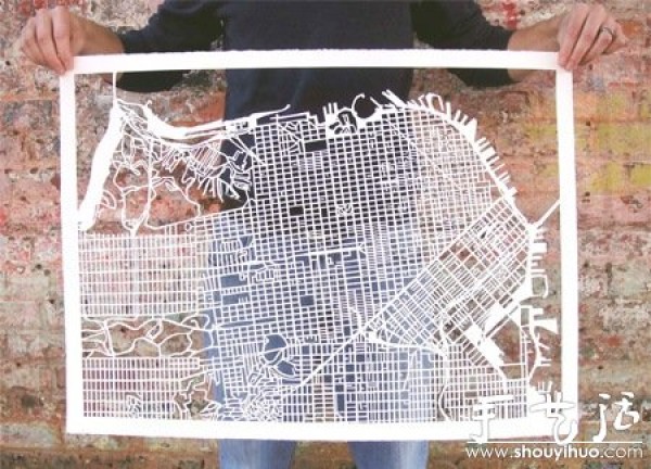 Map paper-cut art