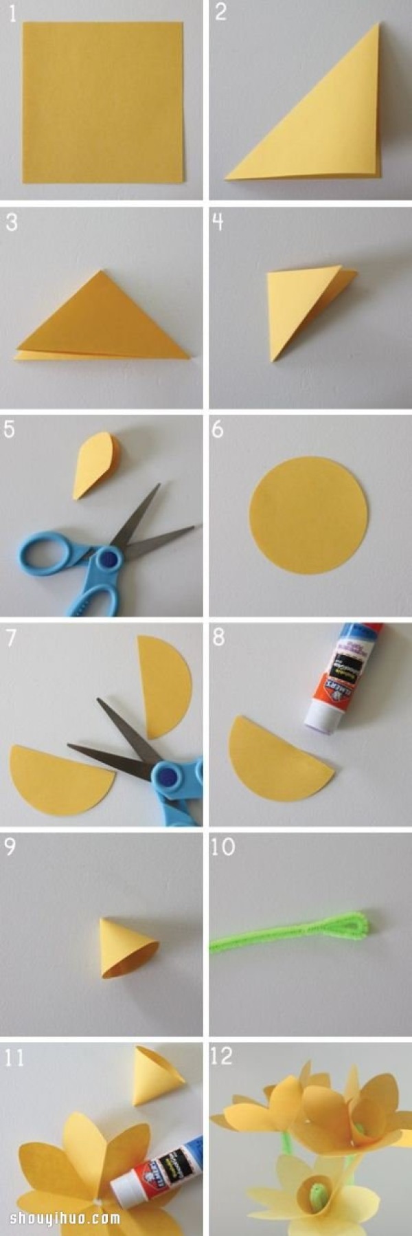 Simple handmade paper flowers, paper-cutting, paper-cutting, handmade flowers DIY illustrations