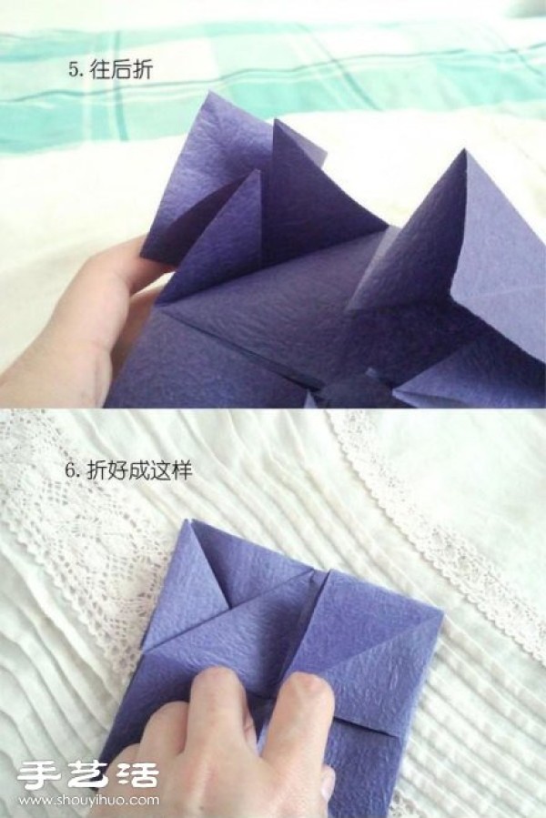 Handmade origami to make a hexahedral flower ball with a heart-shaped pattern