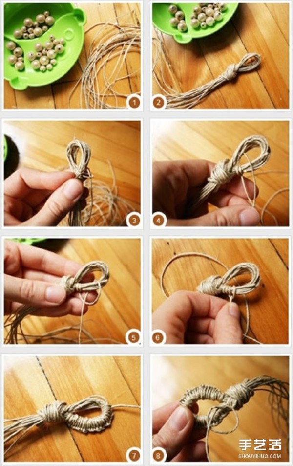 Sori rope beaded bracelet DIY illustrated tutorial, casual and natural style