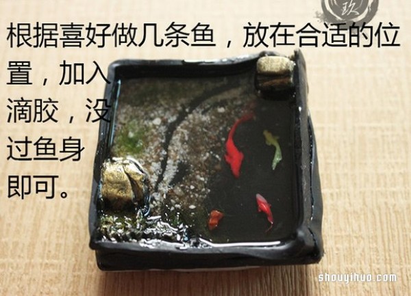 DIY production of very distinctive three-dimensional rubber stamps with koi patterns