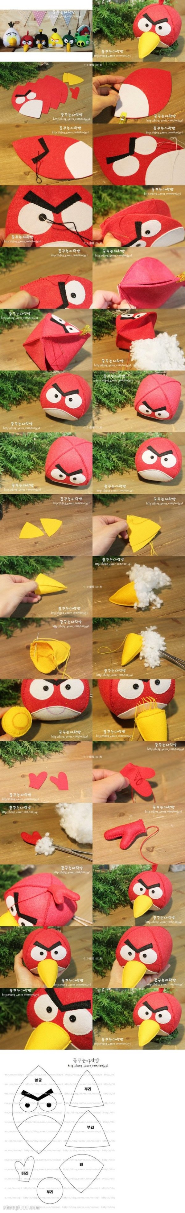 Angry Birds fabric doll hand-making illustrated tutorial