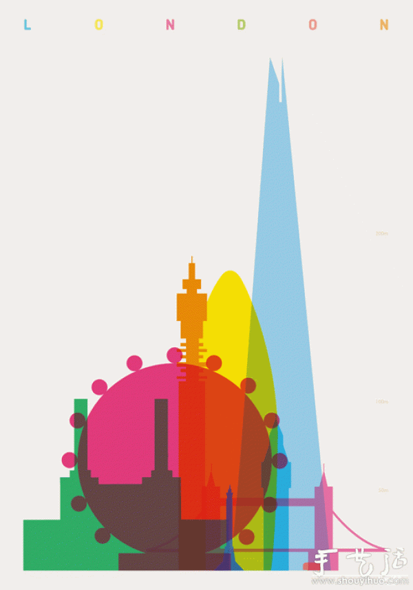 City-themed paper-cut poster