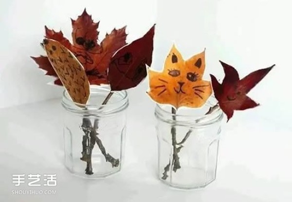 A collection of childrens leaf stickers, pictures of autumn leaves collage