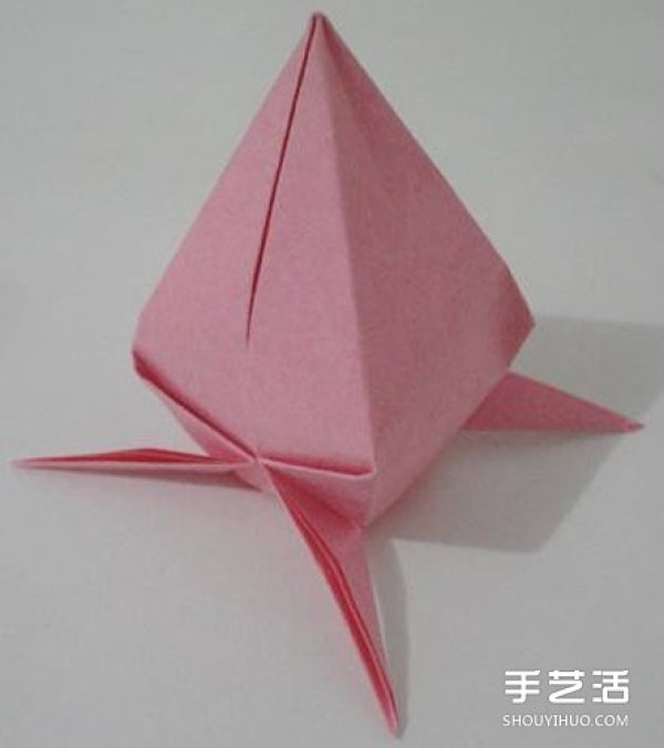 Handmade origami peach step by step diagram, peach folding illustrated tutorial