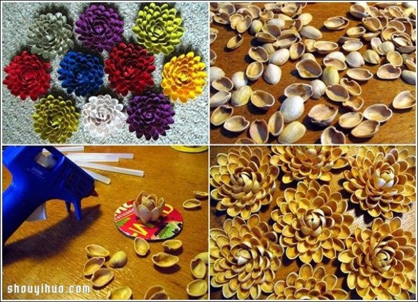 Turn pistachio shells into treasure, DIY hand-made lotus illustration tutorial