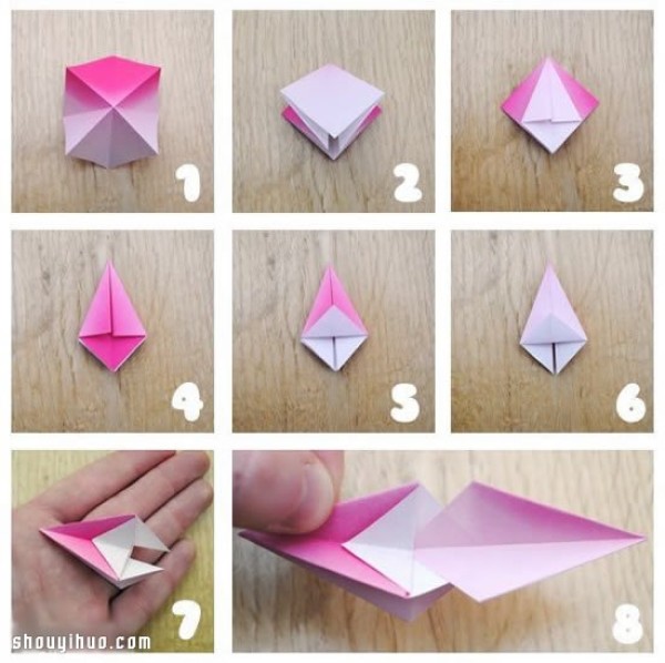 Illustrated tutorial on how to fold origami rhombus crystal pendant rhombus wind chime