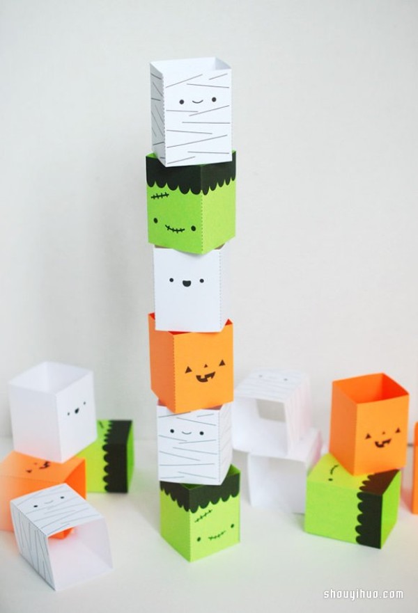 Halloween parent-child crafts: simple and fun DIY production of cardboard Jenga