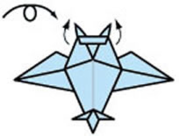 Childrens handmade origami bat illustration and simple little bat folding tutorial