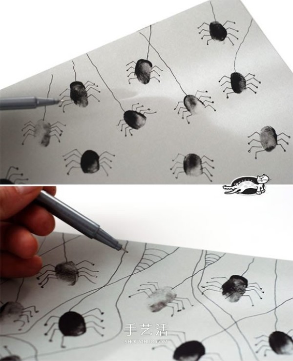 How to DIY a Halloween-style book cover by finger-painting a spider