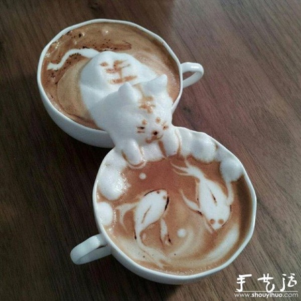 Realistic three-dimensional pattern of coffee foam DIY