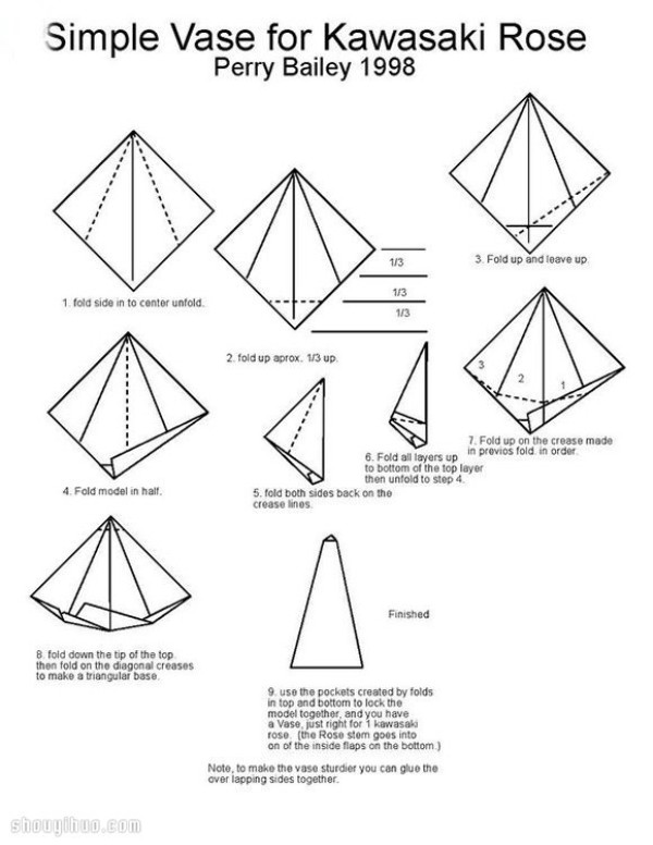 How to Origami Vase Illustrated Tutorial on Origami Vase