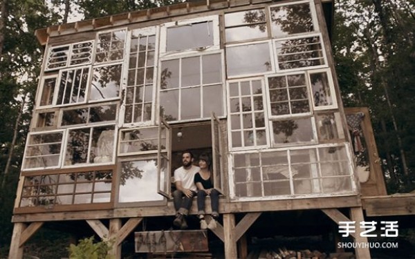 A dreamy lakeside house made up of all kinds of old windows