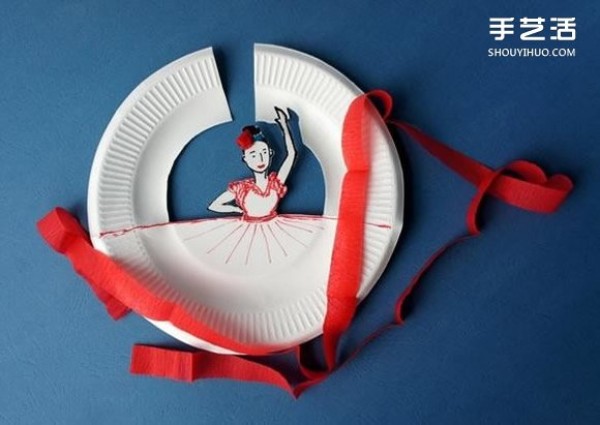 Illustration of how to make a flamenco dancer from disposable paper plates