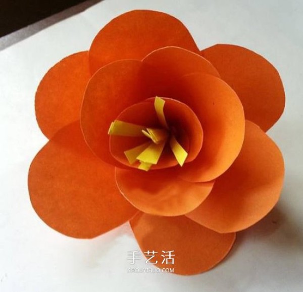 A simple camellia recipe with illustrations to make three-dimensional camellias by hand