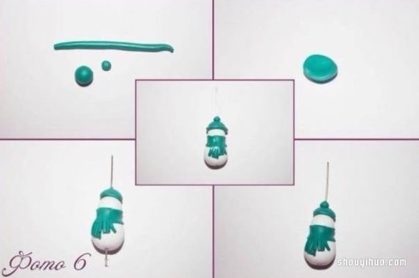 Illustrated tutorial on how to make DIY clay snowman pendant