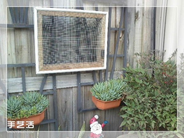 DIY method of transforming a mirror frame into a creative succulent flowerpot