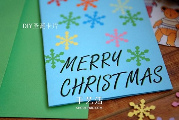 DIY Christmas card making tutorial and feel the little beauty of flowing colors