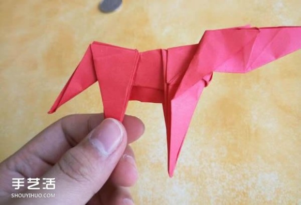 Super complex dog origami method illustrated with plastic surgery steps