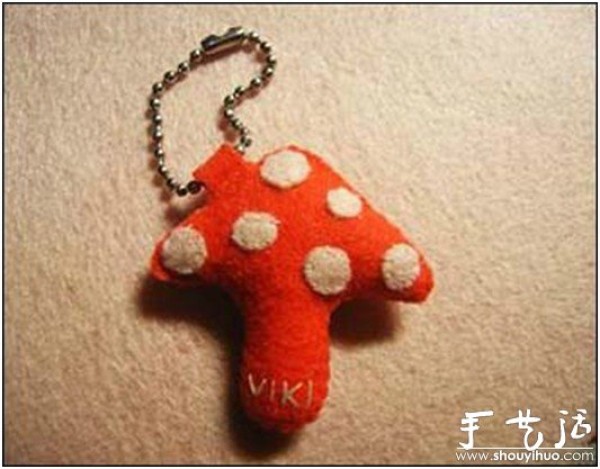 Childlike red mushroom pendant handmade