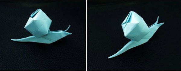 How to fold a snail, step-by-step tutorial on origami snail