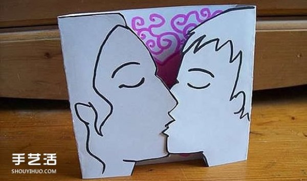 Kissing Valentines Day greeting card, making homemade Kissing Valentines Day greeting card illustration