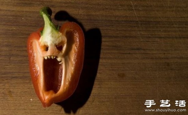 Green pepperCreative DIY horror expression with red pepper