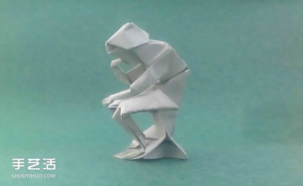 Origami Thinker Figure Sculpture and Meditating Figure Origami Illustration