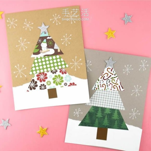 Tutorial on how to make handmade Christmas tree cards in kindergarten