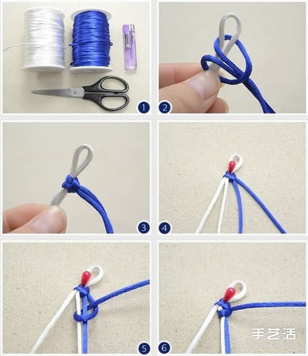 Blue and white two-color bracelet weaving process blue and white porcelain style bracelet DIY tutorial