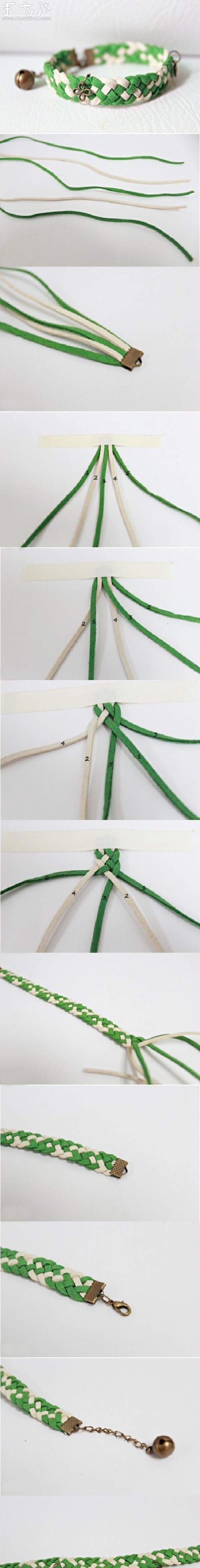 Fresh green bracelet braiding tutorial