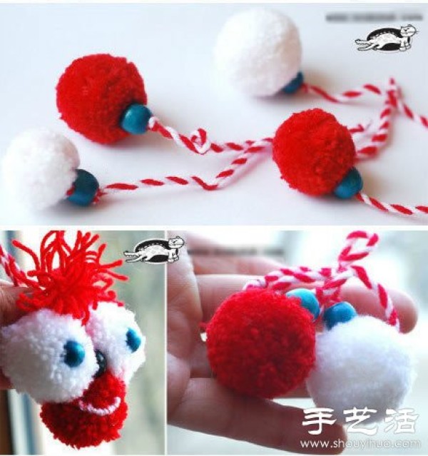 Handmade cute caterpillar toys with wool + fork + beads