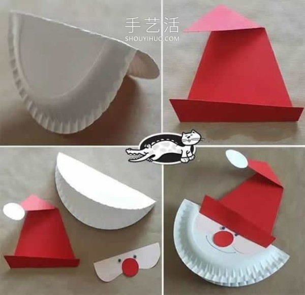 Tutorial on how to make a handmade paper plate Santa Claus in kindergarten