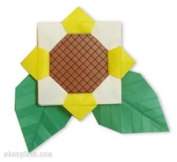 How to fold handmade origami sunflowers, illustrated tutorials on folding sunflowers