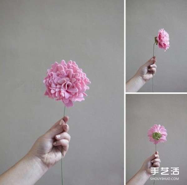 Non-woven peony flower making tutorial, handmade fabric peony flowers with illustrations