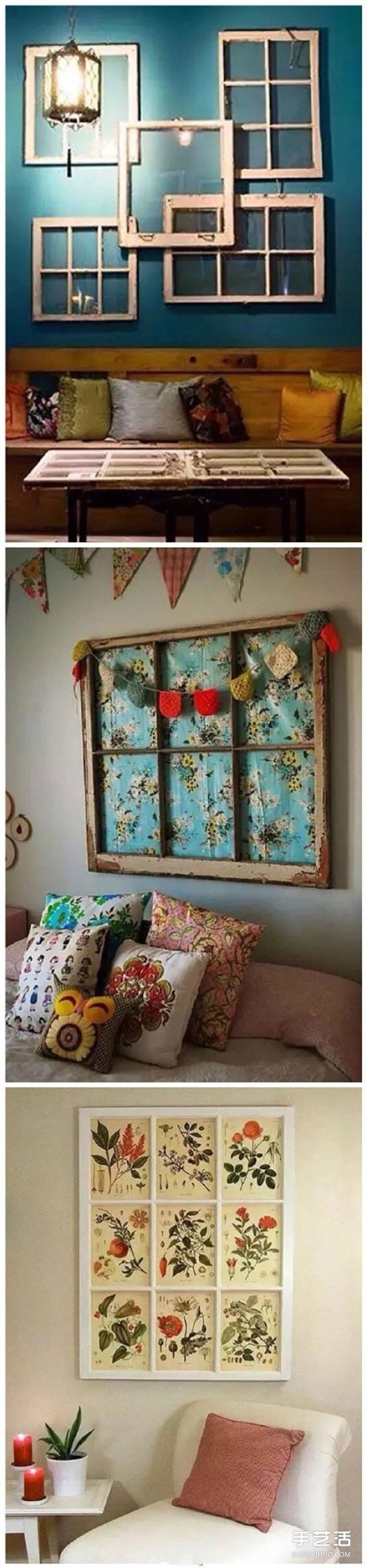 DIY production of old windows transformed into highlights of home decoration