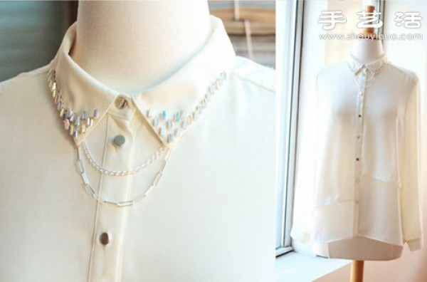 Old shirts are transformed into handmade DIY crystal pleated shirts