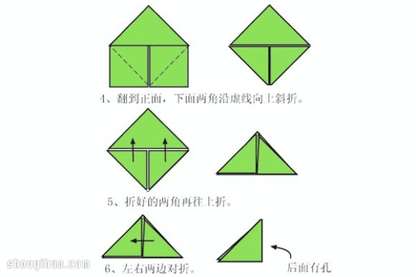 Illustration of the folding method of the triangle plug and the basic insertion and combination method of the triangle plug