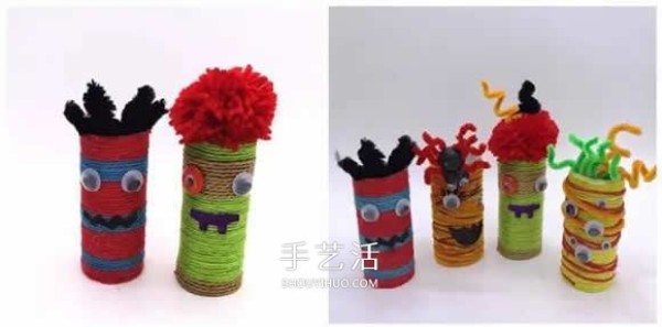 How to make little monsters from paper tubes by hand for Halloween