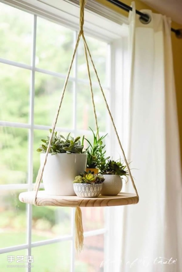 How to make your own hanging rope rack to make your potted plants more distinctive