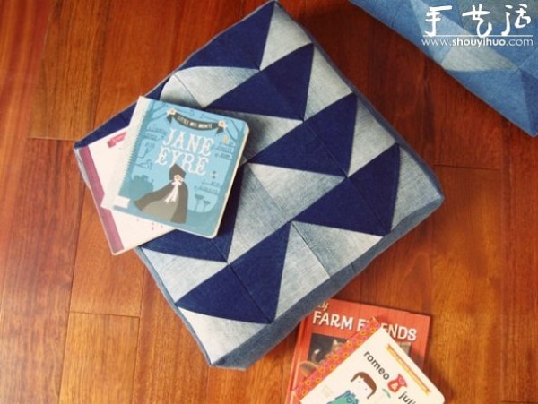 Tutorial on how to repurpose old jeans into patchwork cushions or cushions