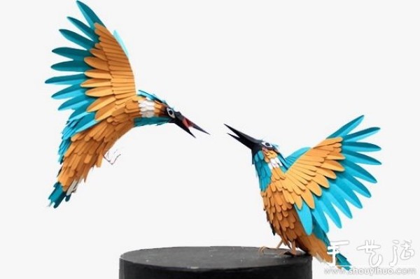 Paper art works: beautiful birds