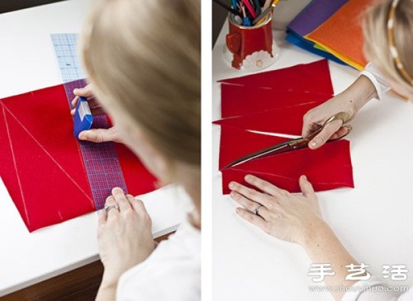 Illustrated Tutorial on Handmade Felt Fabric Rainbow Tablecloth