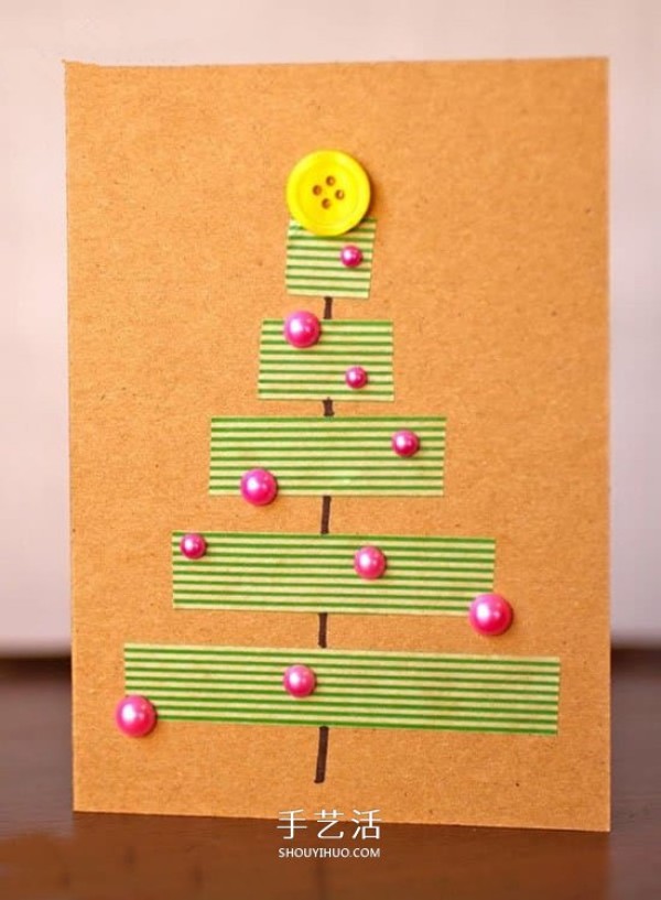 The simplest Christmas greeting card DIY to paste Christmas greeting cards using tape paper