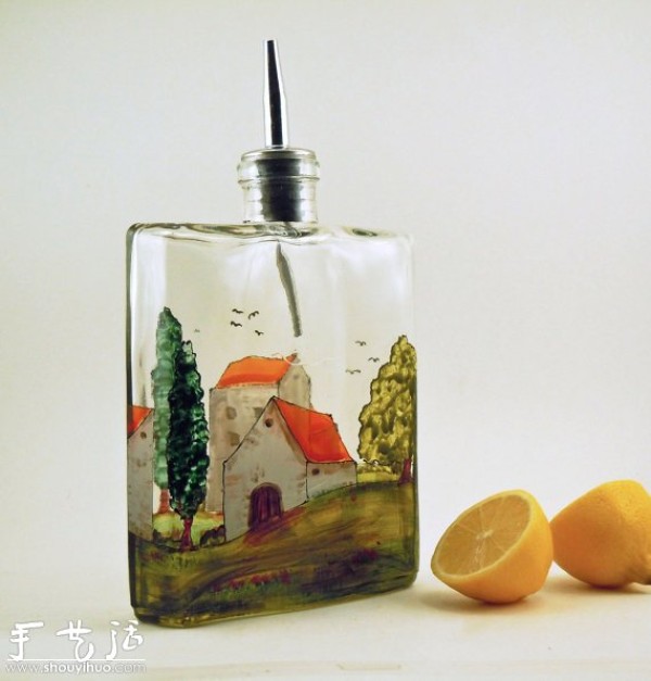 Glass bottle painting: Provence in a bottle