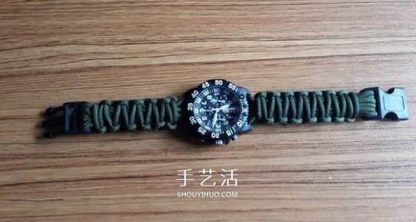 An illustrated tutorial on the method of weaving a watch strap, the process of weaving a watch strap with handmade paracord