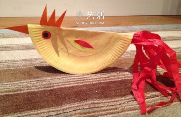 How to make a big handmade rooster for young children, how to make a rooster on a paper plate