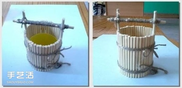 DIY handmade bucket model using gum bottle waste